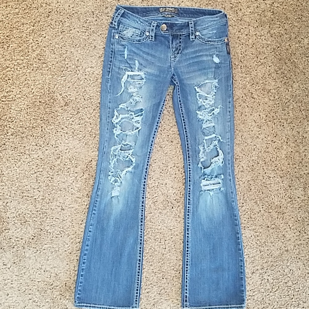 SIILVER Tuesday Distressed Bootcut Jeans - 28 x 33